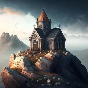 The Church on the Mountain Stock Illustration