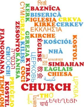 Church multilanguage wordcloud background concept Stock-Illustration