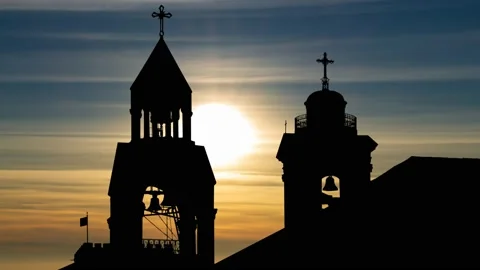 Church of the Nativity in Bethlehem, Time Lapse at Sunset, Palestine, Israel Stock Footage 155165621