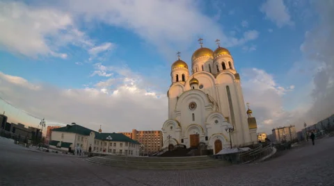 Church of the nativity, krasnoyarsk, hyperlapse Stock Footage 45797351