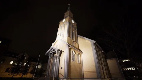 Church at night Stock Footage 89503594