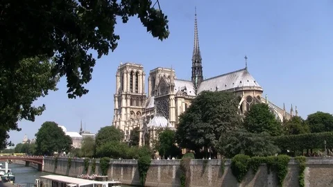 Church Notre Dame de Paris intact before the Fire Stock Footage 108852753