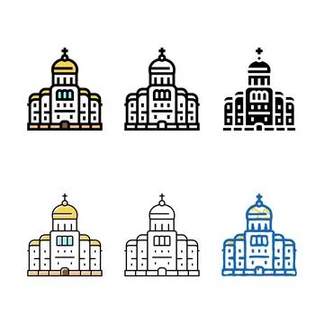 Church or monastery forms christianity building color icon vector Stock Illustration