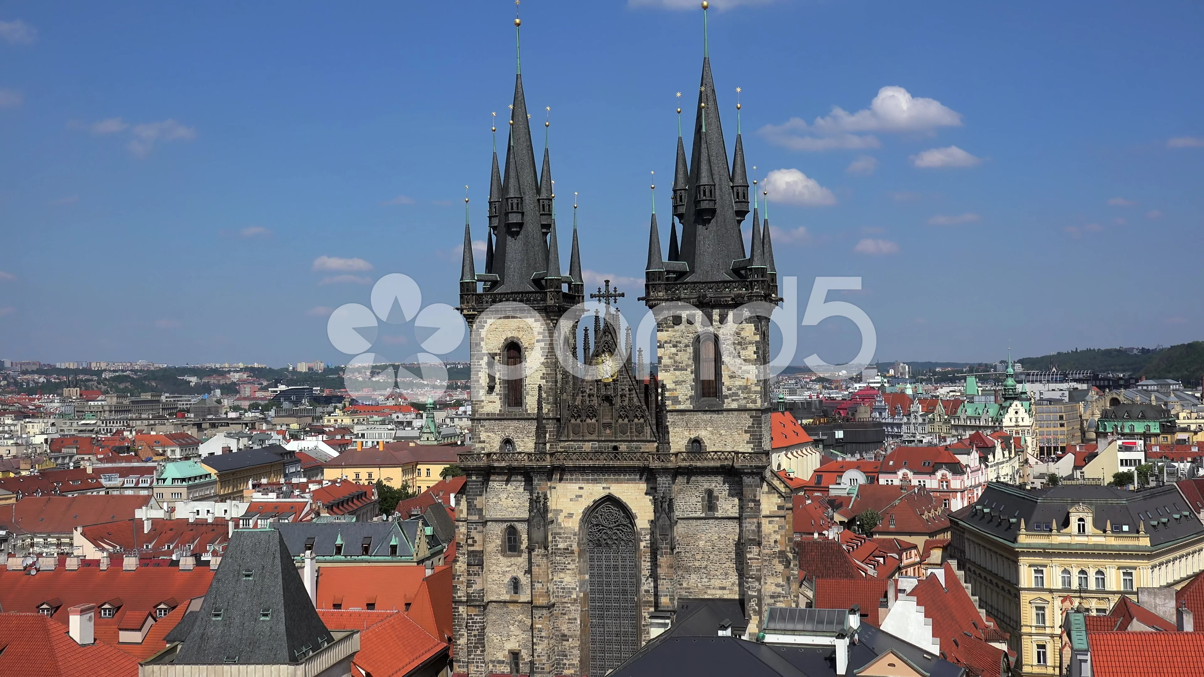 Church Of Our Lady Before Tyn With Old Town Of Prague On Background Video