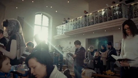 Church Package 11 | dynamic slow motion shot of people worshiping in church Stock Footage 119158122