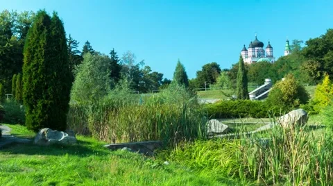 Church on a park background. Timelapse. Stock Footage 67628274