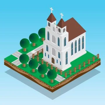 The church in the park. Stock Illustration