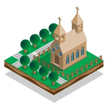 The church in the park. Stock Illustration