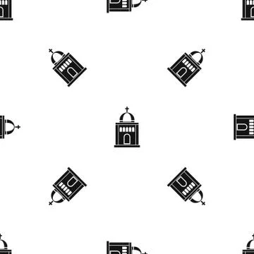 Church pattern seamless black Stock Illustration