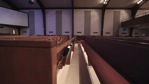 Church Pew Empty Tracking Wide Shot Stock-Footage 108576245