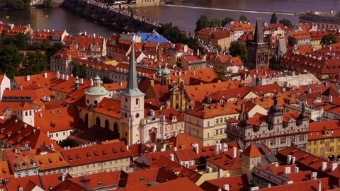 Church in Prague with Charles Bridge in Background Stock Footage 82709856