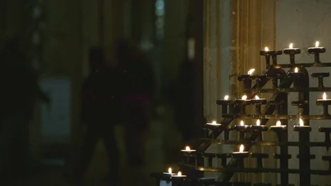 Church Prayer Candle Holders Stock Footage 90442858