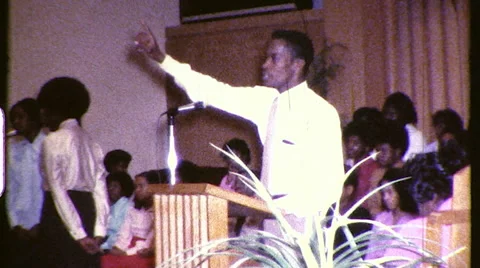 Church PREACHER Black Man African American 1970s Vintage Film Home Movie 8mm Stock Footage