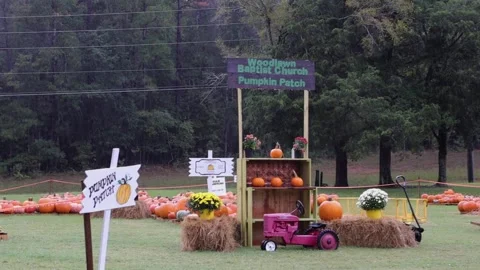 A church pumpkin patch fundraiser closed down due to rain Stock Footage 169467322