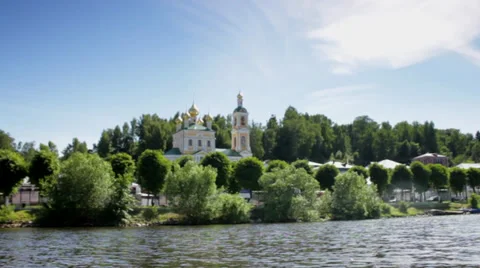 Church on river Stock Footage 32451842