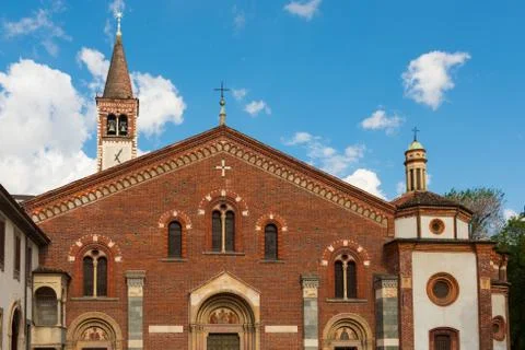 Church Sant Eustorgio Milan Front side Stock Photos