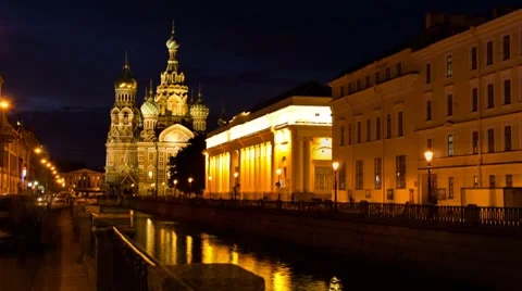 Church of the Savior on the Spilled Blood, St. Petersburg, Russia (Hyper-Lapse) Stock Footage