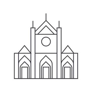 Church sign vector line icon, sign, illustration on white background, editabl イラスト素材