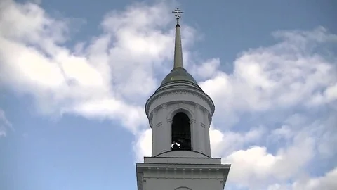 Church - sky - clouds – timelapse 스톡 동영상 73827672