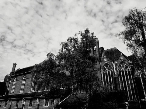 Church Sky Clouds Trees Stock Photos
