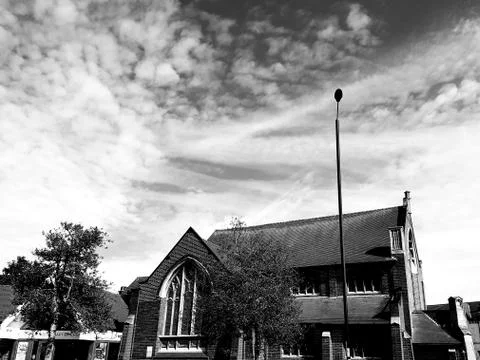 Church Sky Clouds Trees Stock Photos