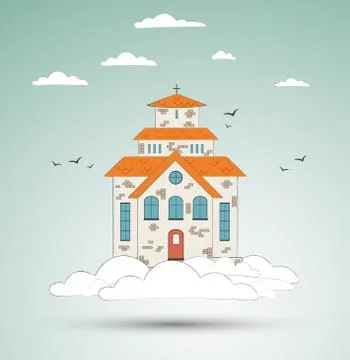 Church at sky.Vector Stock Illustration