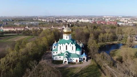 Church in a spring time Stock Footage 112349075