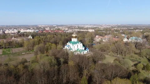 Church in a spring time Stock Footage 112349965