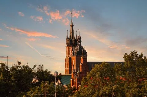 Church of St. Mary on the background of dramatic sky. Foto stock