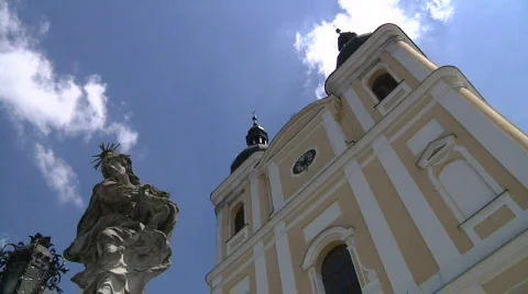 Church with statue and clouds Video stock 836699