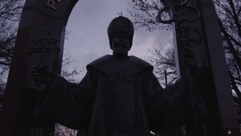 Church Statue Cold Stock Footage 79021988