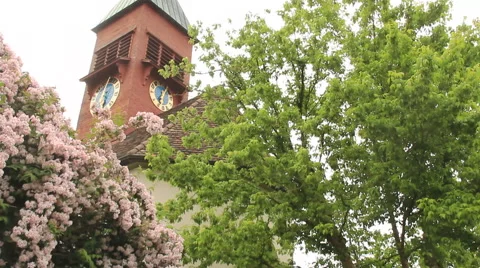 Church Steeple and clock Stock Footage 55608778