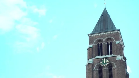 Church steeple with blue clouds Video stock 100324471
