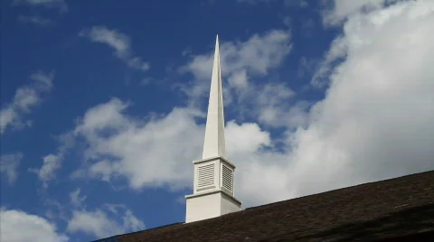 Church Steeple with Passing Clouds Stock Footage 652407