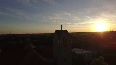 Church Steeple Sunset Stock Footage 64657411