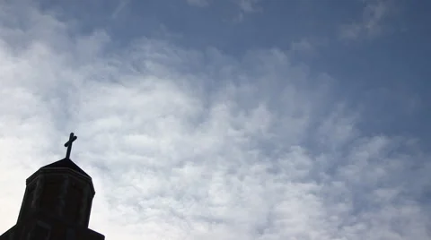 Church Steeple with Time Lapse Clouds in Background Stock Footage 49716308