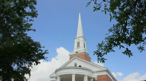 Church steeple timelapse with clouds and birds Stock Footage 10917296