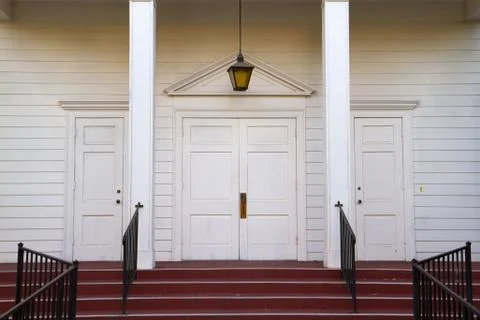Church steps door Stock Photos
