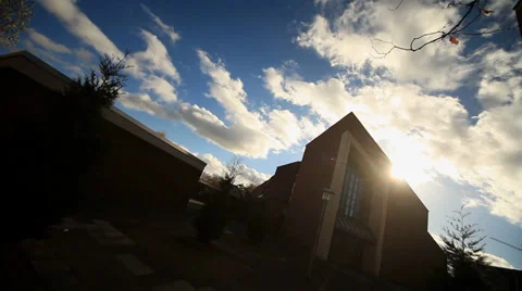 Church With Sun and Clouds Stock Footage 32814947