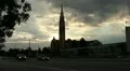Church at Sunrise - Light Traffic Volume HD Footage
