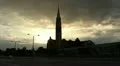 Church at Sunrise - Very Light Traffic Volume HD Footage