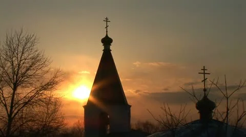 Church at sunset Stock Footage 8985839