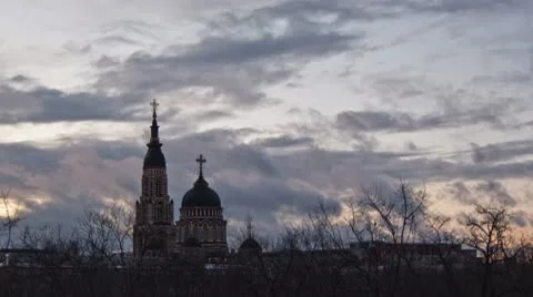 Church at the sunset Stock Footage 10711785