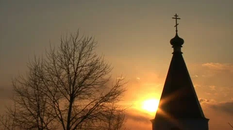 Church at sunset, timelapse Stock Footage 8985812