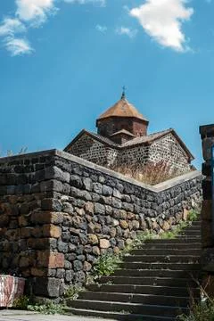 Church of Surb Arakelots in Monastery of Sevanavank. Stock Photos
