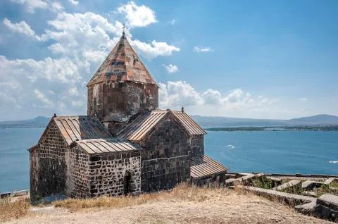 Church of Surb Arakelots in Monastery of Sevanavank. Stock-Fotos
