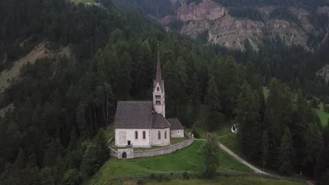 Church Surrounded by Forests in the Dolomites Stock Footage 300903586
