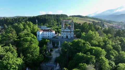 Church on top of a mountain, surrounded by trees Stock Footage 202003173