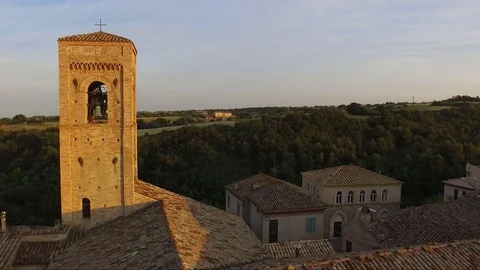 Church torre di palme village adriatic coast medieval city of marche italy Stock Footage
