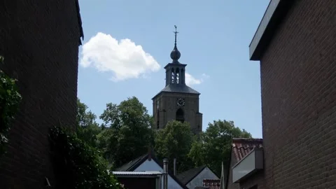 The church tower as a central point in Oude Tonge Stock Footage 292221820
